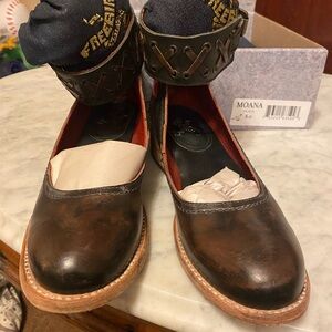 Brown and Black Mules with Unique Boot-Like Upper